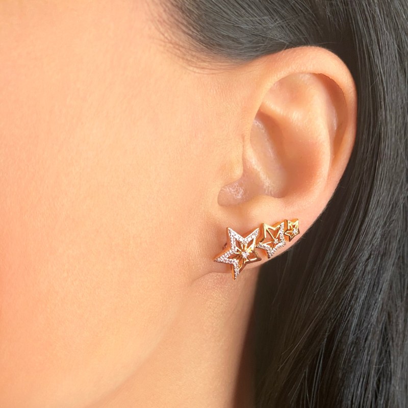 Thumbnail of Starburst Ear Climbers In 14 Kt Yellow Gold Vermeil On Sterling Silver image