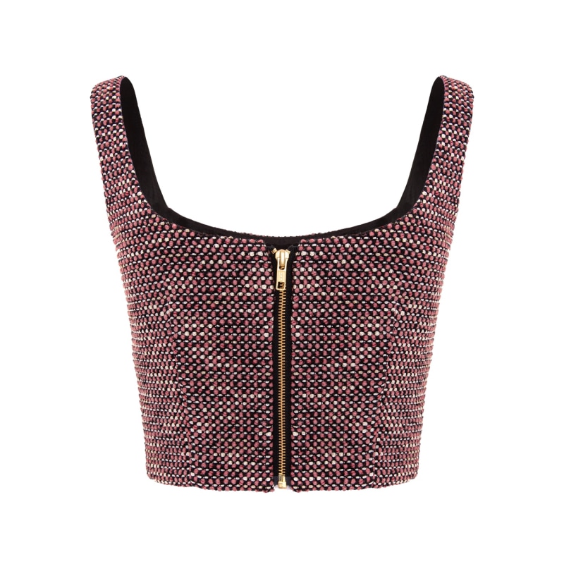 Thumbnail of Tweed Cropped Blouse With Metallic Zipper - Burgundy image