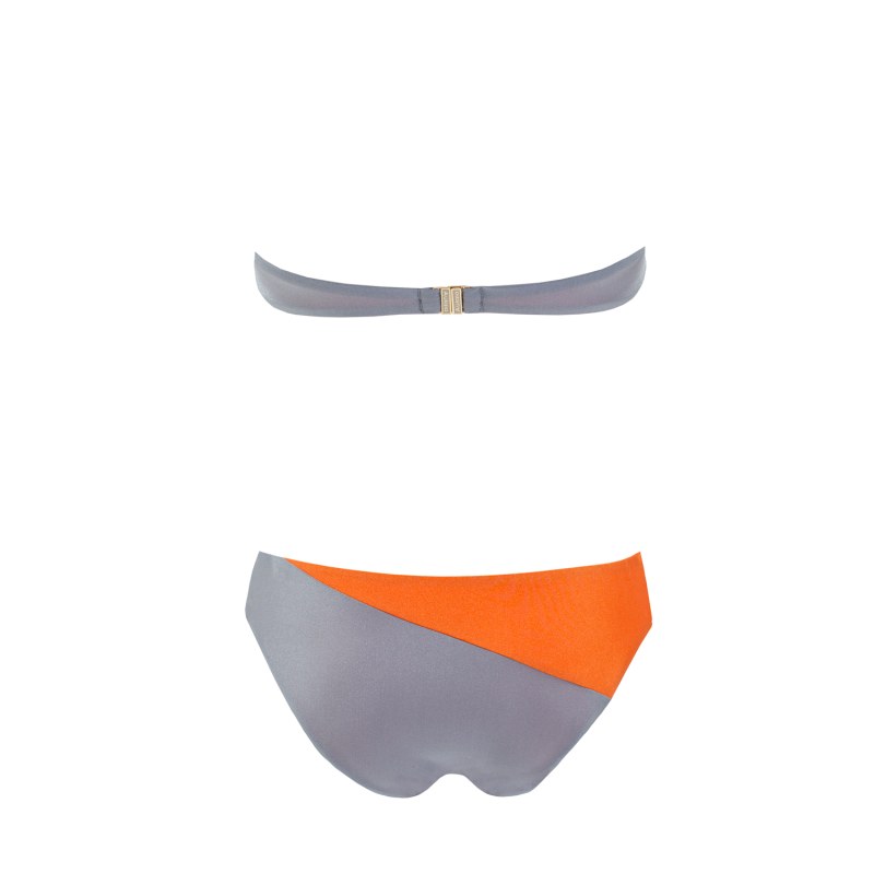 Thumbnail of Twinkle Star Bi-Color Bandeau Bikini With Knot - Orange image
