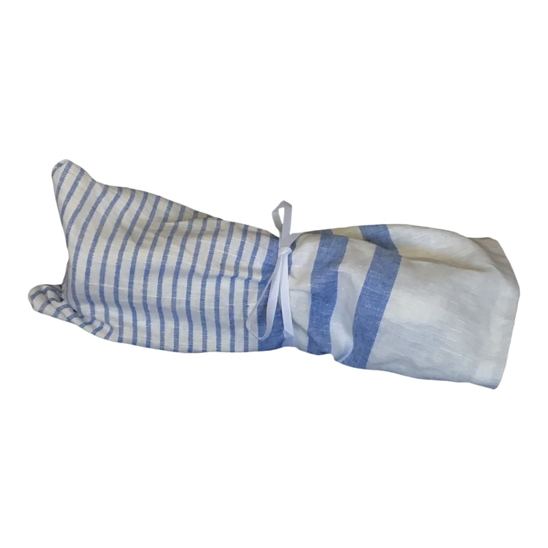 Thumbnail of Twisturban Turban In Blue & White Stripe Linen image
