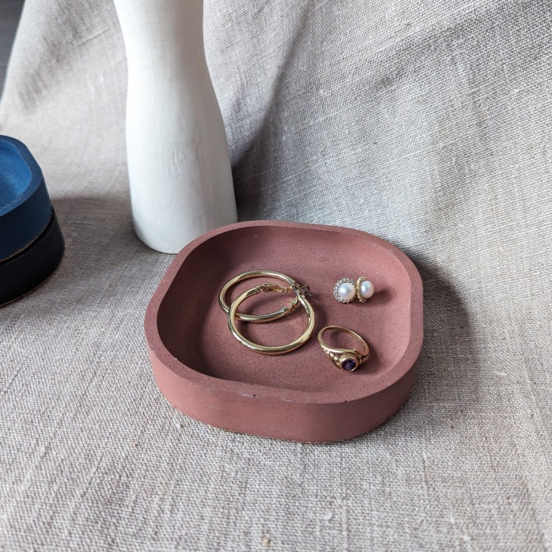 Thumbnail of Two Square Sparkly Stone Trinket Trays - Red Ochre image