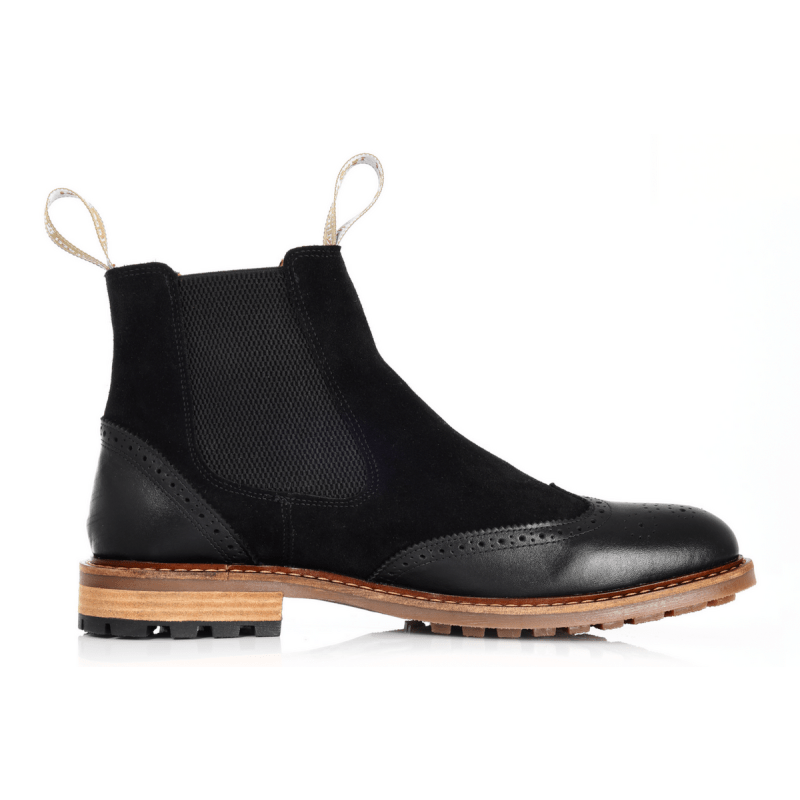Black chelsea brogue boots best sale