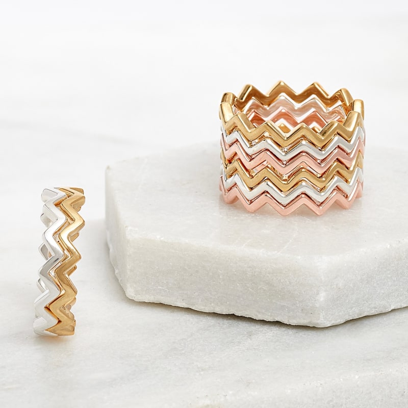 Thumbnail of Rose Gold Stacking Ring Contemporary Zigzag Design image