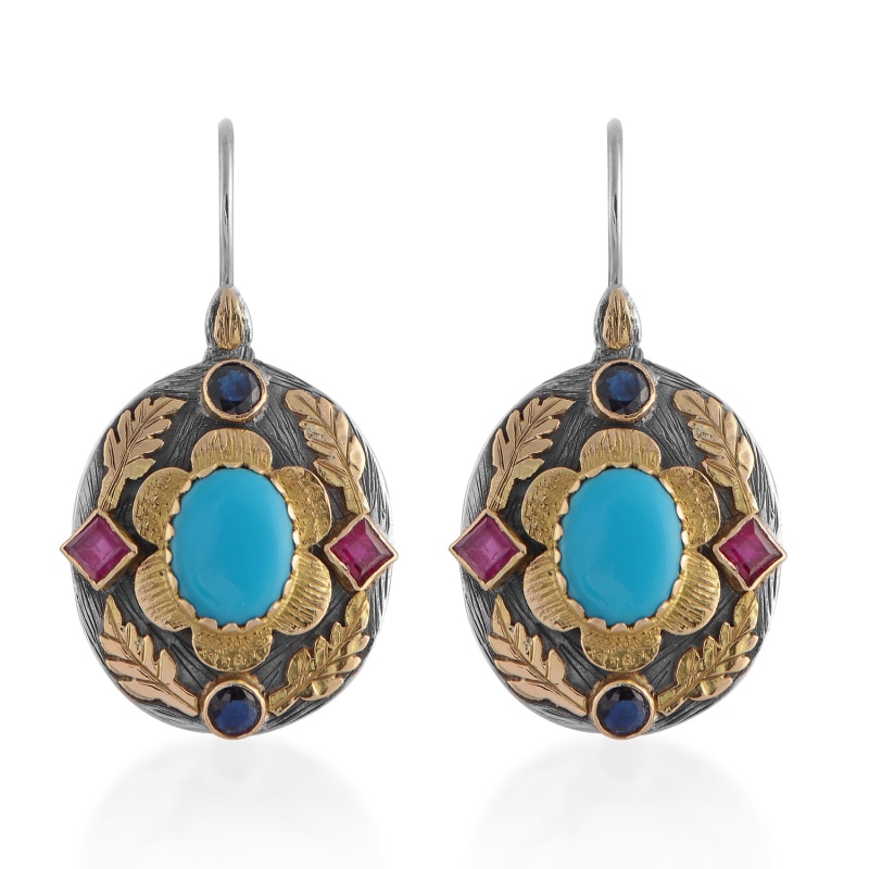 Thumbnail of Ishana Turquoise Ruby Sapphire Earrings image