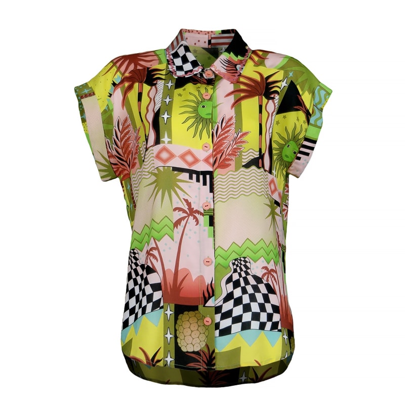 Thumbnail of Soft Viscose Summery Print Yellow-Green Shirt image