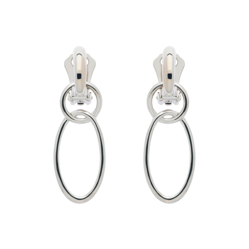 Thumbnail of Platinum Double Hoop Clip On Earrings image