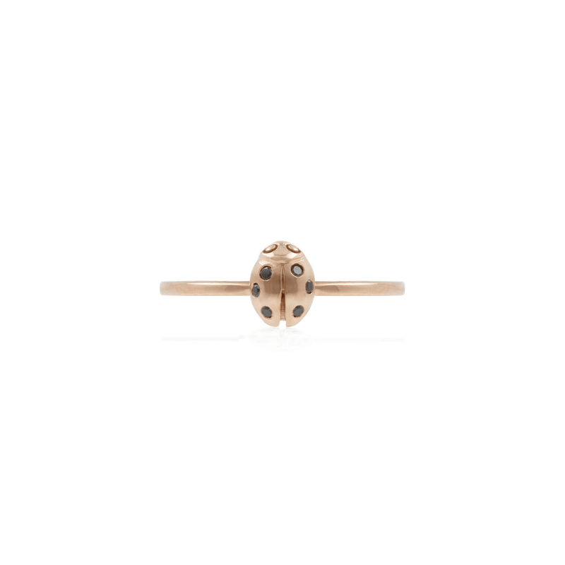 Thumbnail of Ladybird Black Diamond Ring - Rose Gold - Wings Closed image