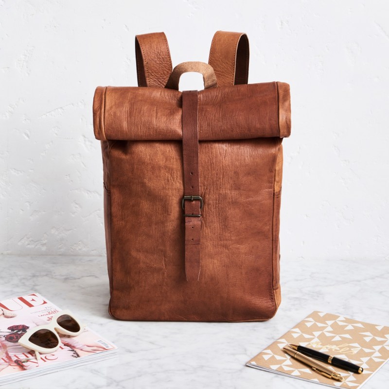 Thumbnail of Vida Vintage Leather Roll Top Backpack image