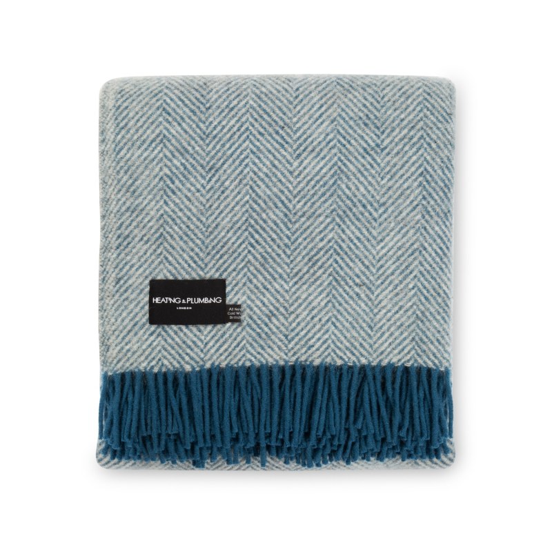 Thumbnail of Evening Tales Pure New Wool Blanket - Light Grey & Blue image