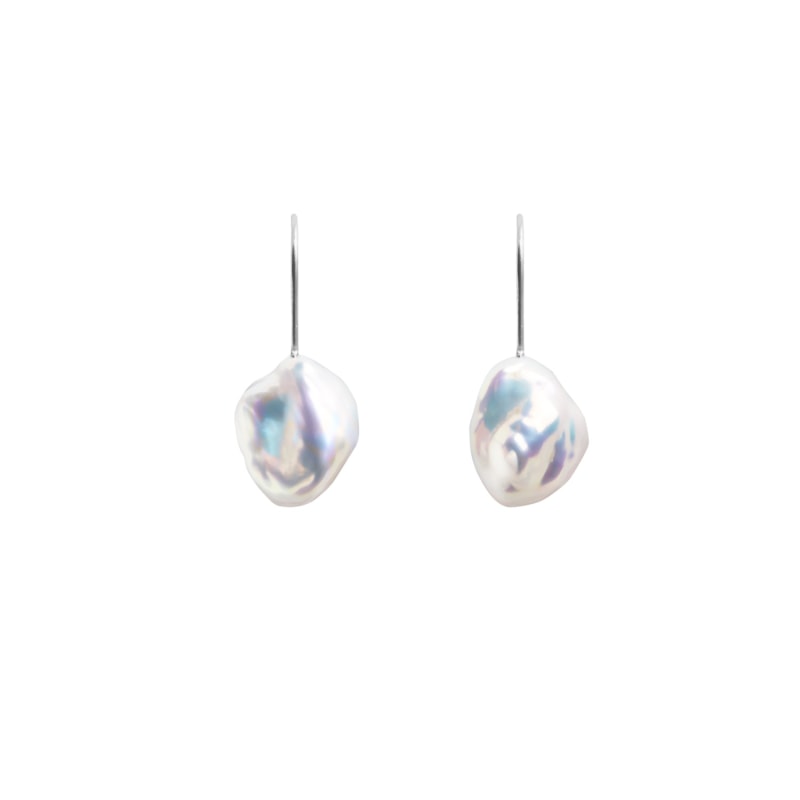 Thumbnail of Mermaid Keshi Pearl Hook Earrings - Silver image