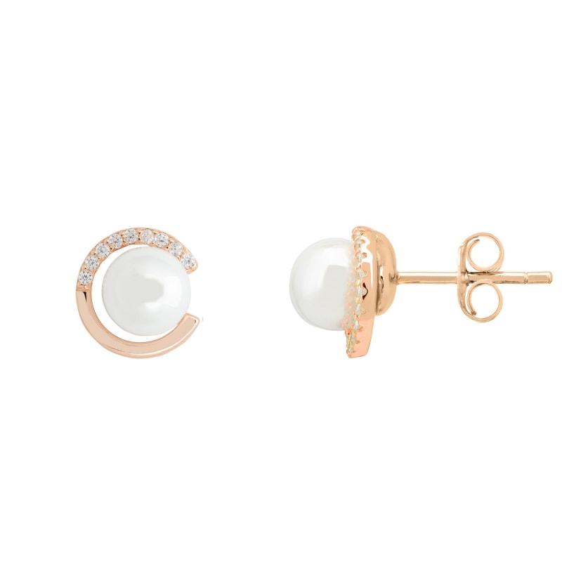 Thumbnail of Pearl Halo Stud Earrings Rosegold image