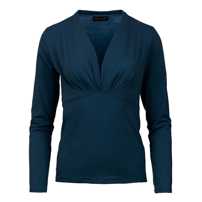 Twist Neck Long Sleeve Viscose Blend Jersey Top