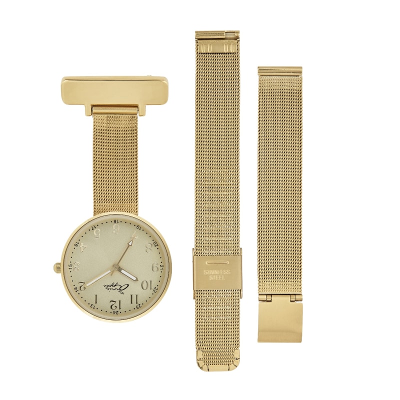 Thumbnail of Annie Apple Empress Interchangeable Gold Mesh Wrist To Nurse Watch image