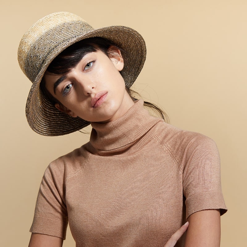 Thumbnail of Two-Tone Straw Cloche Hat image