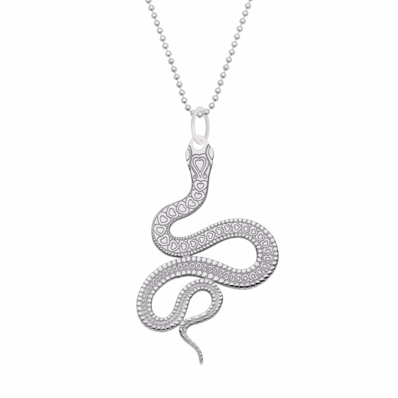 Thumbnail of Large Silver Snake Pendant Necklace image