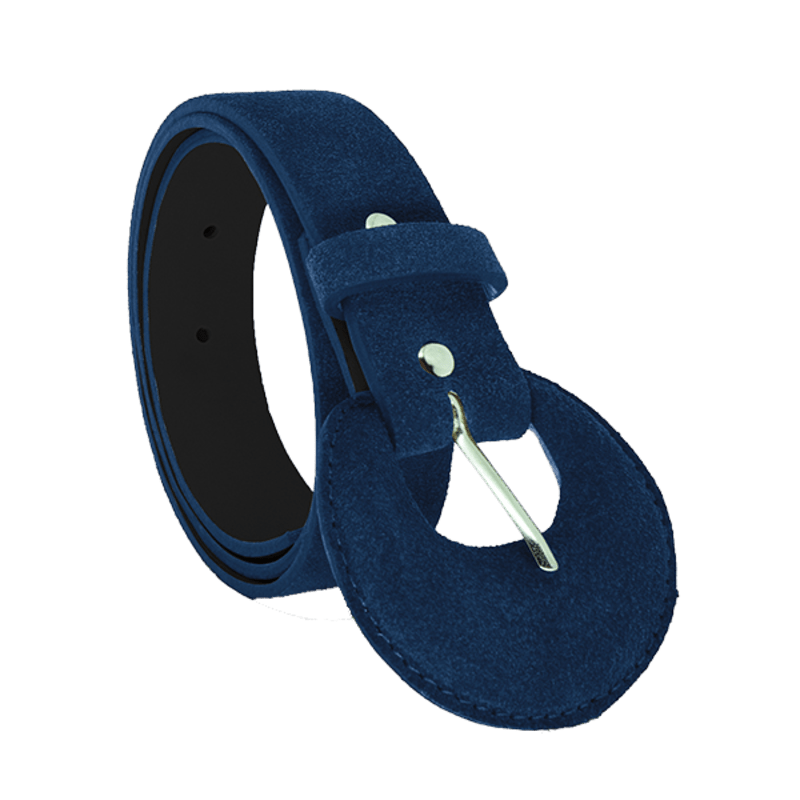 Thumbnail of Suede Half Moon Buckle Belt - Navy Blue image