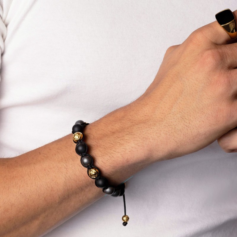 Men's 10mm Onyx & Sterling Silver Beaded Bracelet - Men's Bracelets