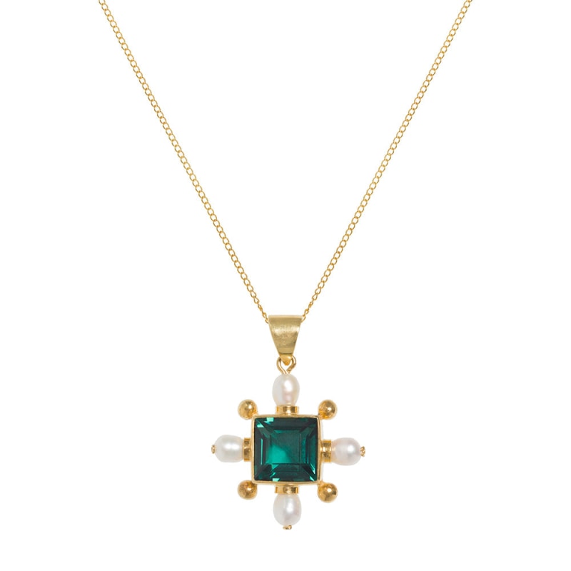 Green Quartz Cross Necklace | freya rose | Wolf & Badger