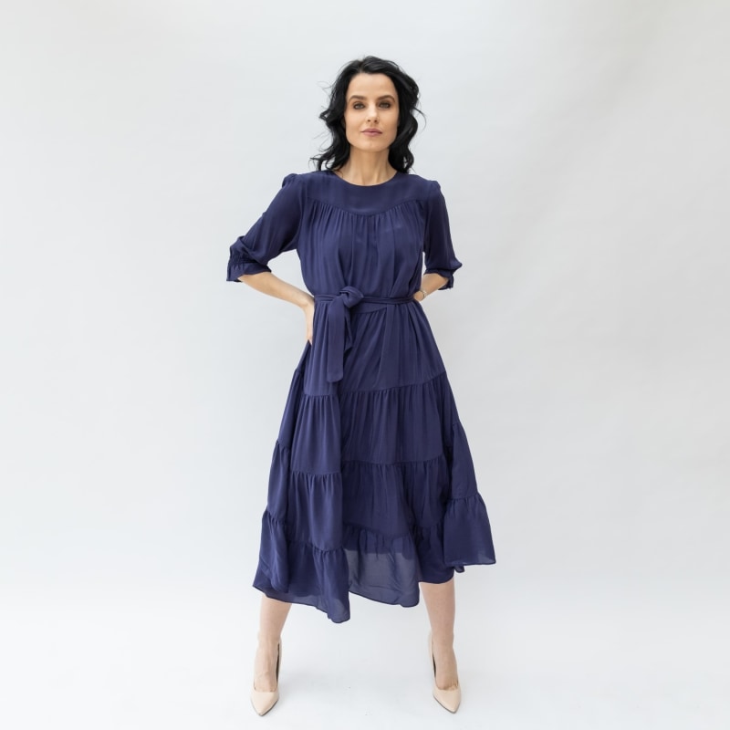 Thumbnail of Pompeia Silk Tier Dress - Blue image