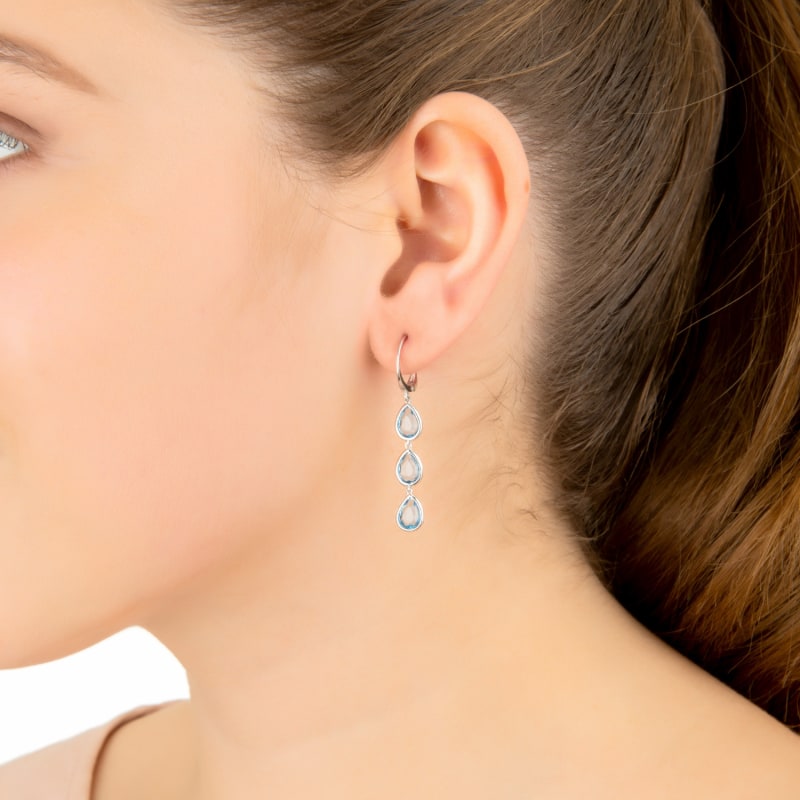 Thumbnail of Sorrento Triple Drop Earrings Silver Rose Quartz image