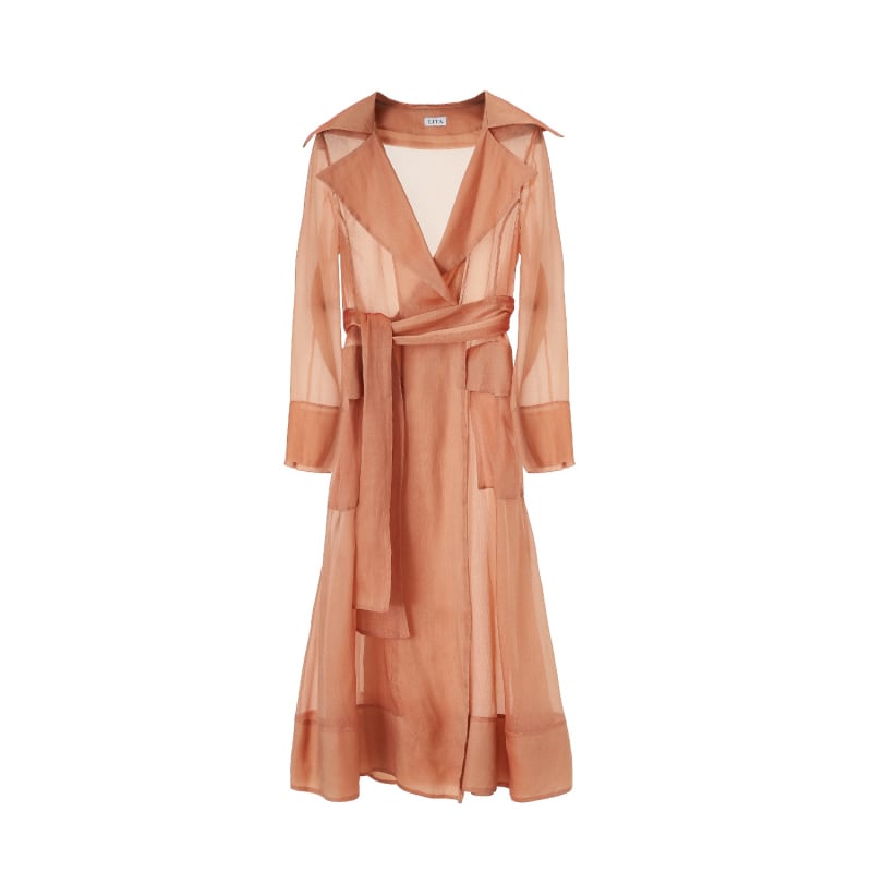 Thumbnail of See Through Organza Trench Coat In Orange image