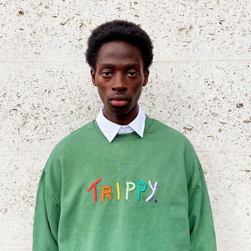 Thumbnail of Unisex Green Trippy Embroidered Sweatshirt image