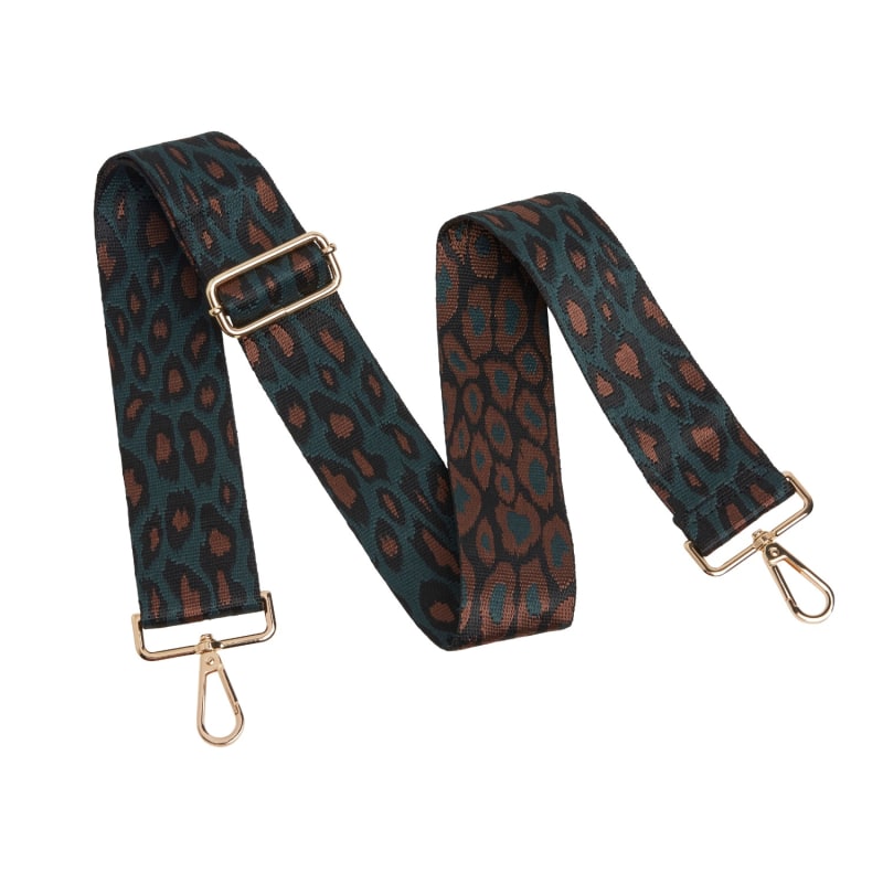 Thumbnail of Crossbody Strap - Teal and Brown Leopard Print Gold Hardware image