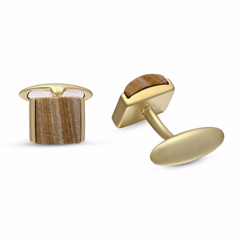 Thumbnail of Wood Jasper Stone Cufflinks image