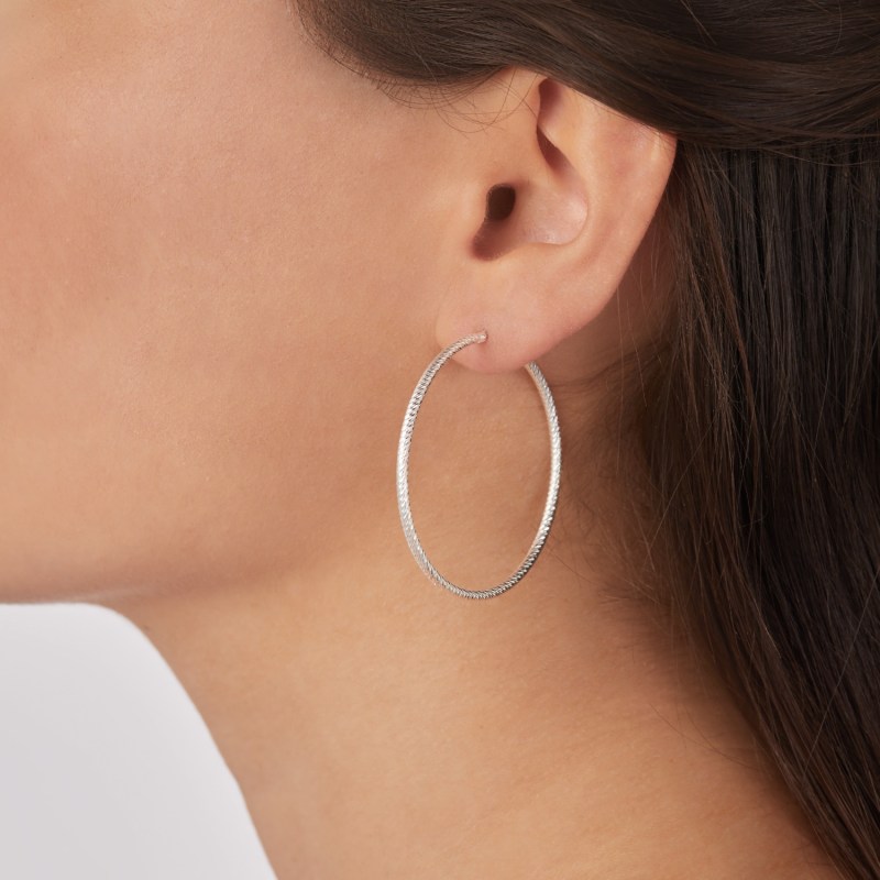 Thumbnail of Silver Large Round Hoops image