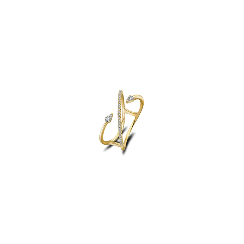 Thumbnail of 18K Yellow Gold Double Arrow Spiral Diamond Ring image