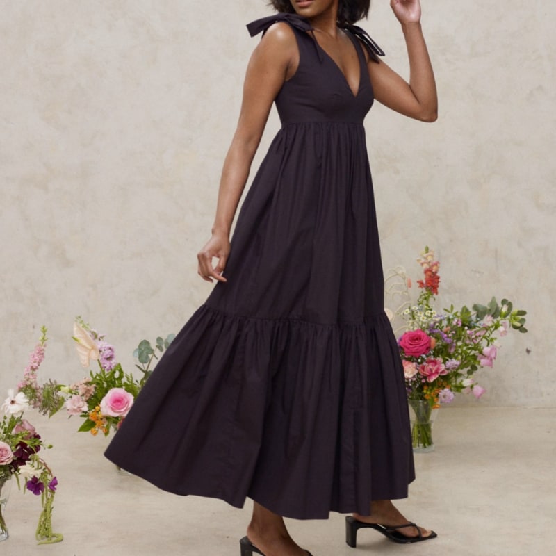 Thumbnail of Olivia Tie Strap Maxi Dress - Black image