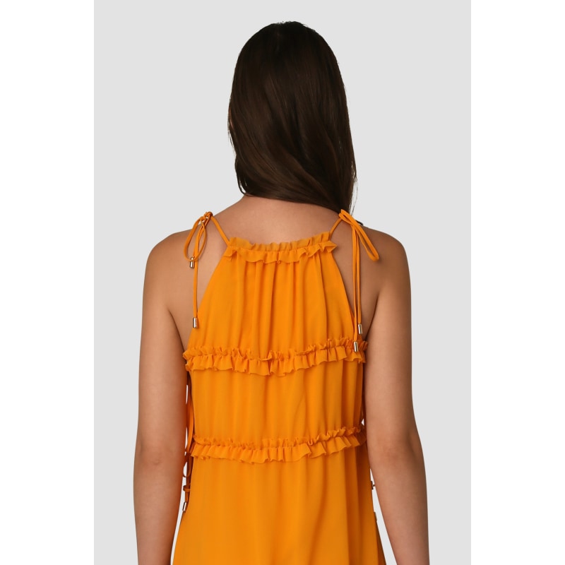 Thumbnail of Dallas Orange Ruffle Tiered Maxi Dress image