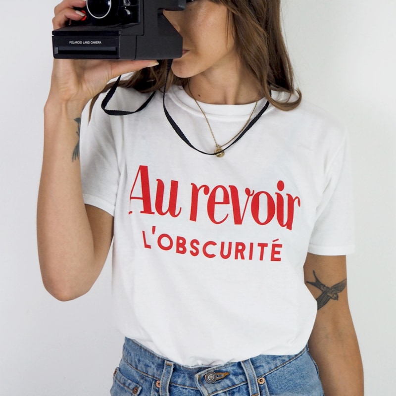 Thumbnail of Au Revoir L'Obscurité French Retro Slogan T-Shirt image