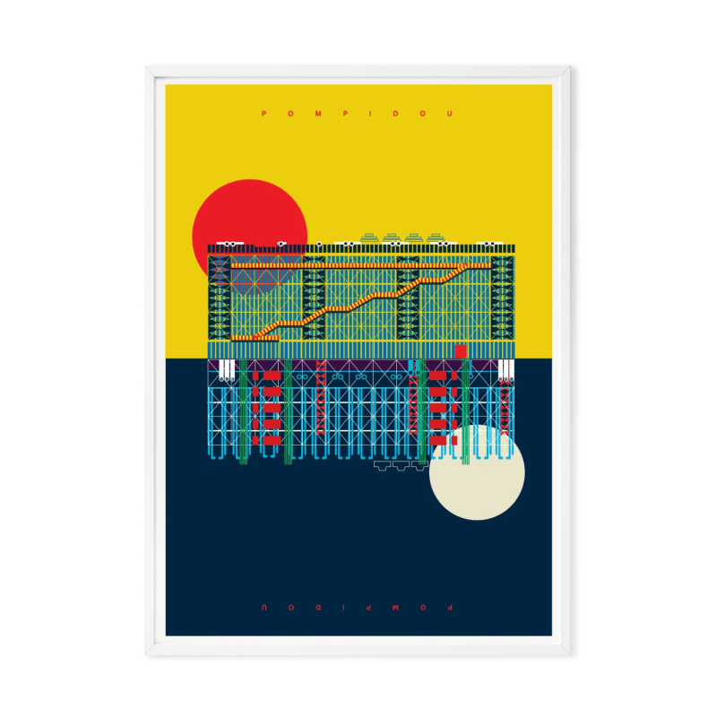 Thumbnail of The Pompidou Centre Paris Illustrated Art Print image