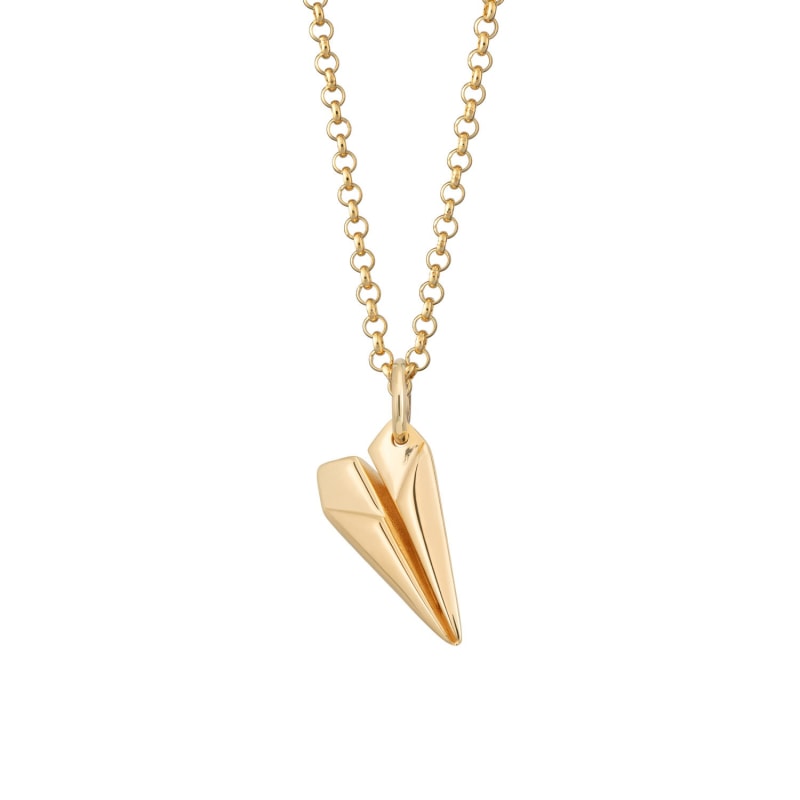 Golden airplane. Paper airplane necklace Golden. Paper Airplane
