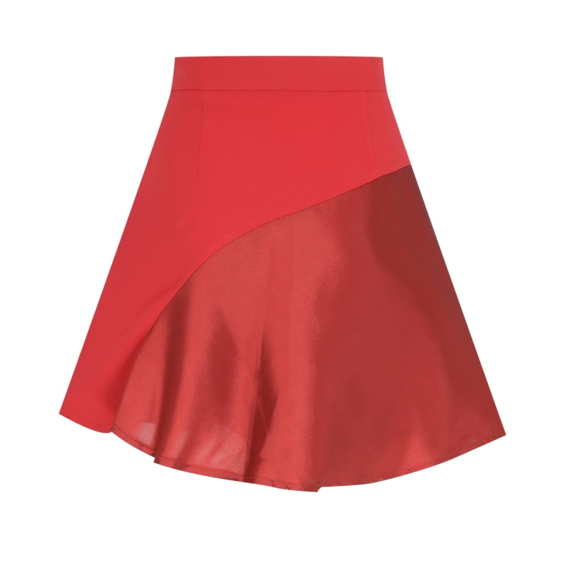 Thumbnail of Red Shiny Geometric Skirt image