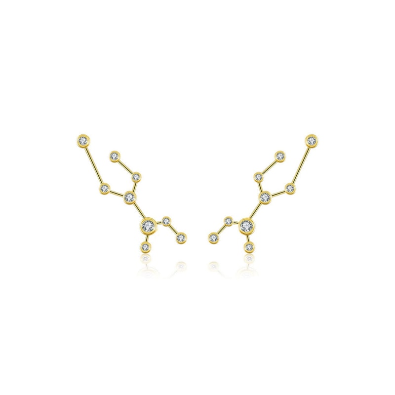 Thumbnail of Virgo Zodiac Constellation Earring 18K Yellow Gold & Diamond image