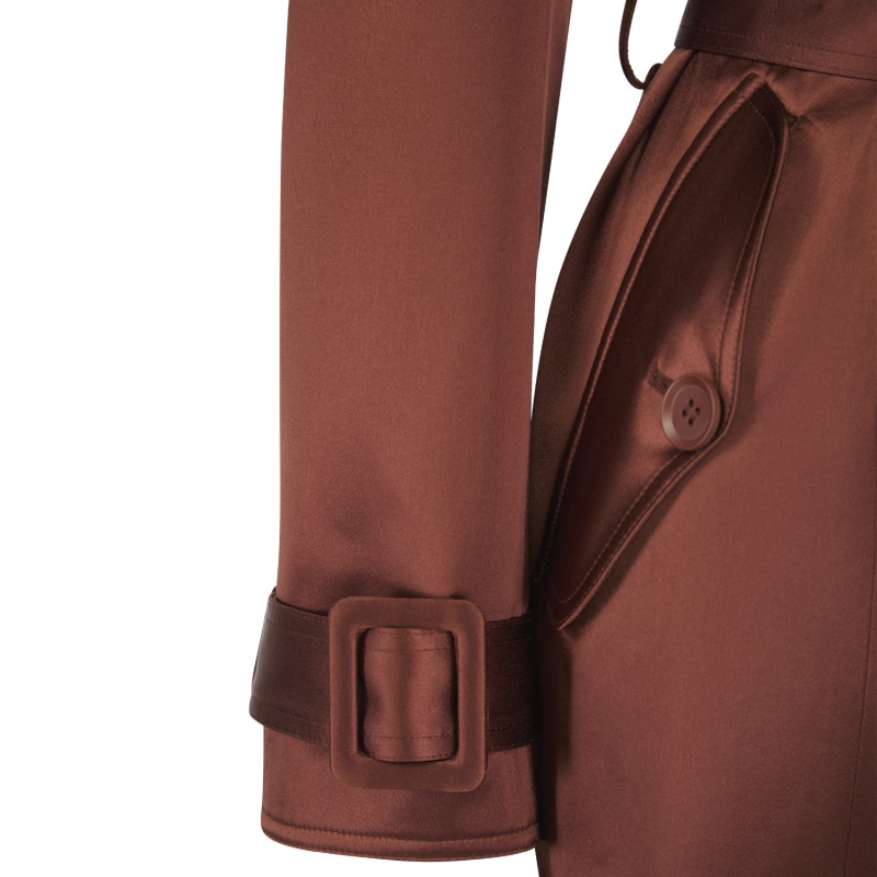 Thumbnail of Maryam Brown Belted Satin Trench Coat image