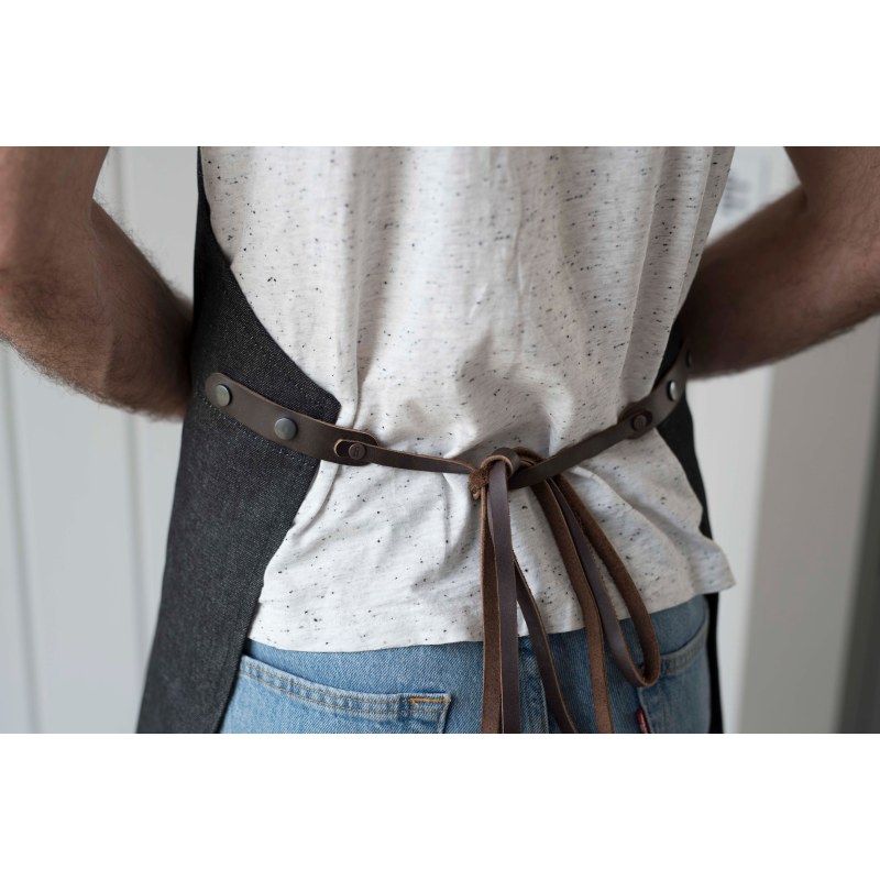 Thumbnail of Denim & Leather Street Apron - Black Denim image