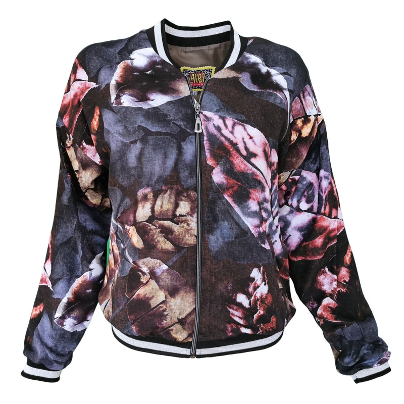 Thumbnail of Viscose Bomber Jacket With Leaf Prints image