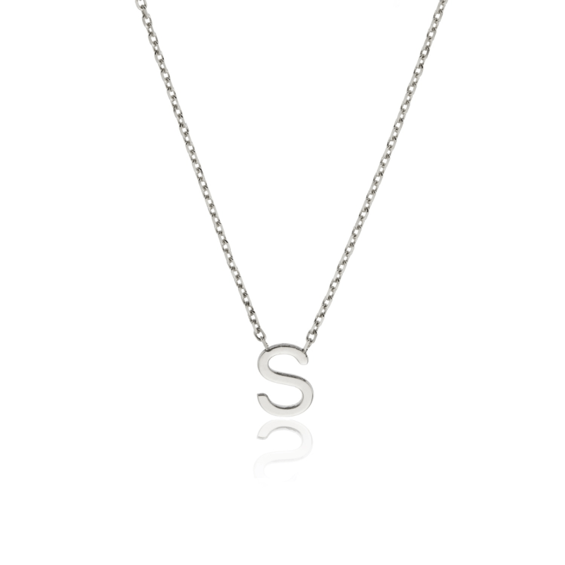 Thumbnail of Solid White Gold Miniature Initial Letter Necklace image