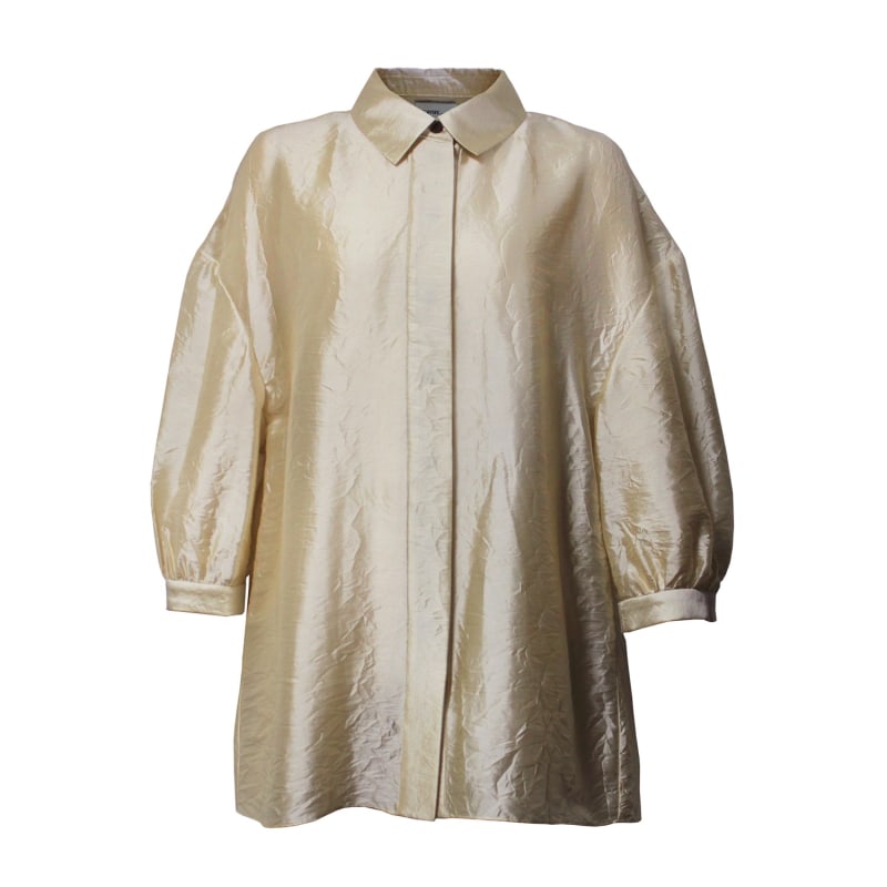 Thumbnail of Beige Oversized-Fit Wrinkled Silk Blouse image