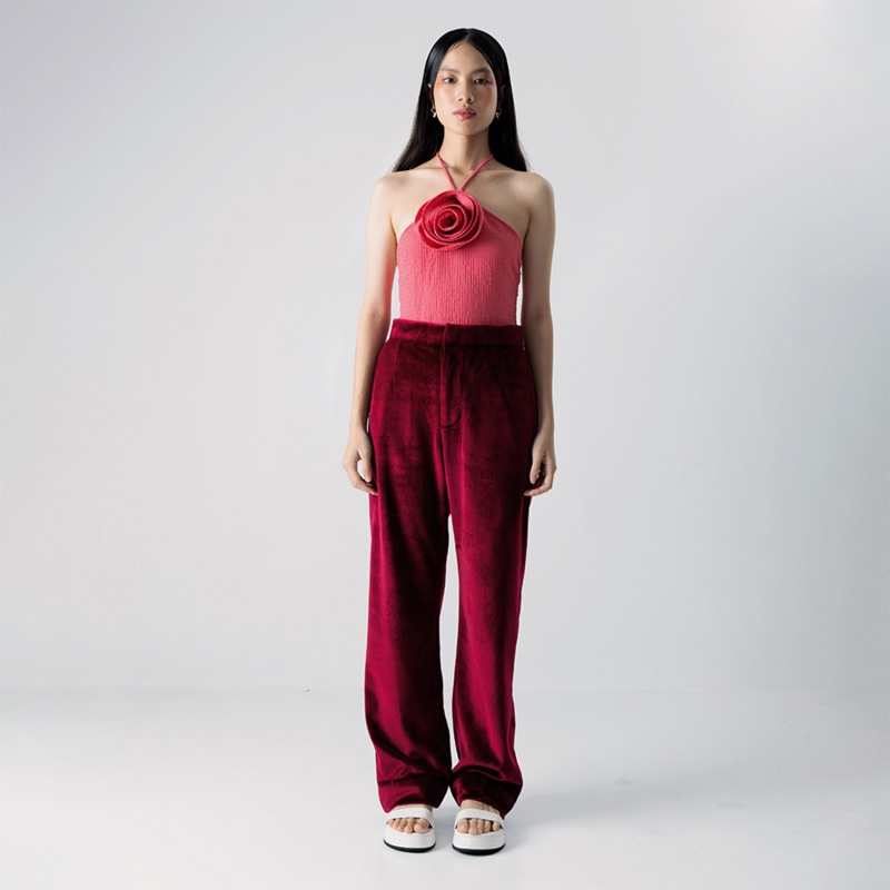 Thumbnail of Ulla Maroon Velvet Long Pants image