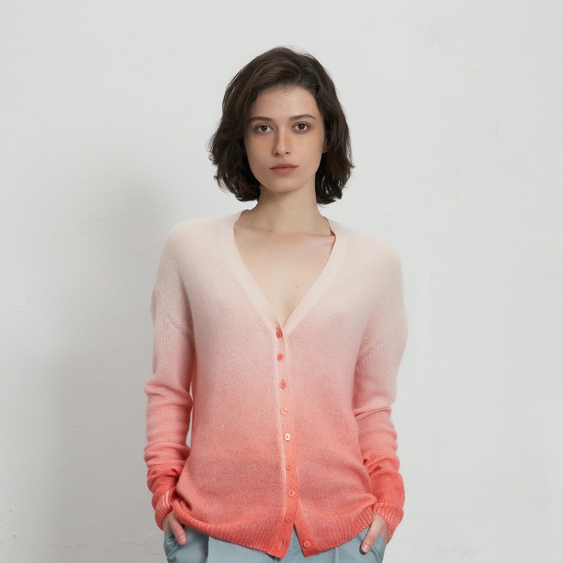 Thumbnail of Ultrafine Gradient Cashmere Cardigan Coral image