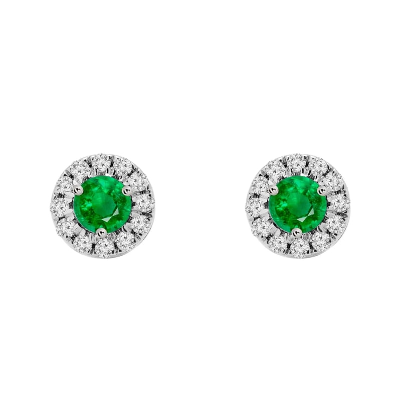 Thumbnail of Birthstone Halo Earrings - Emerald image