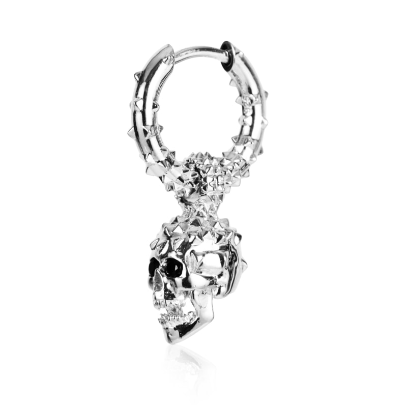 Thumbnail of Skull Hoop Earring – Silver image