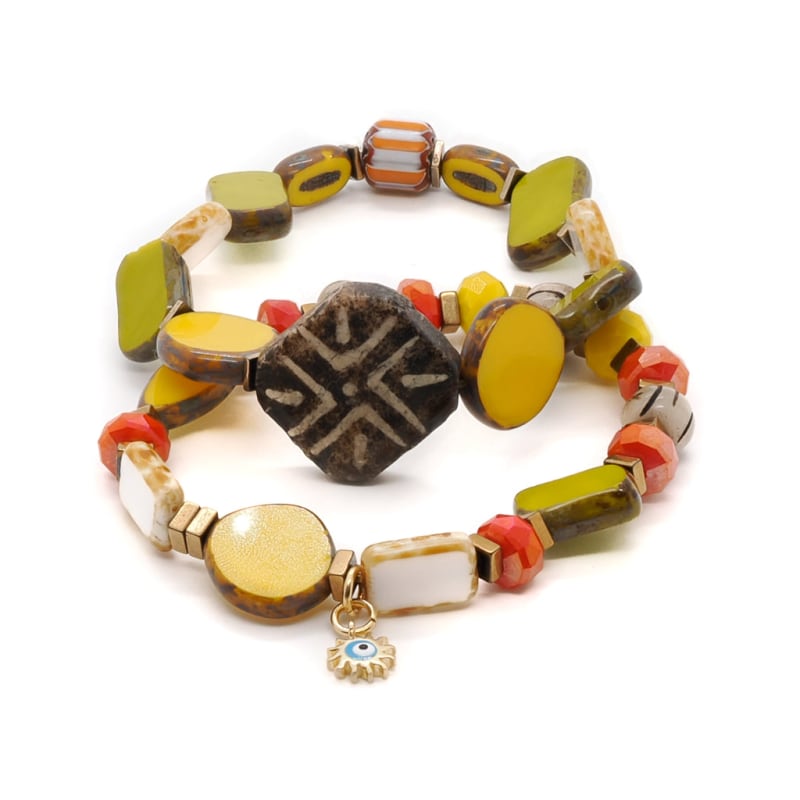 Unique African Bracelet Set Ebru Jewelry Wolf Badger
