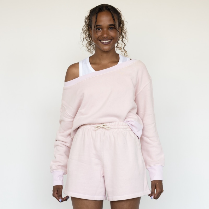 Thumbnail of Untamed Off-Shoulder Cropped Sweatshirt - Cherry Blossom Pink image