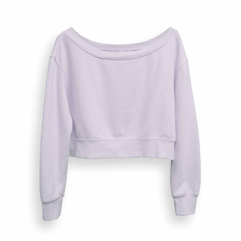 Thumbnail of Untamed Off-Shoulder Cropped Sweatshirt - Lavender Sprig Purple image