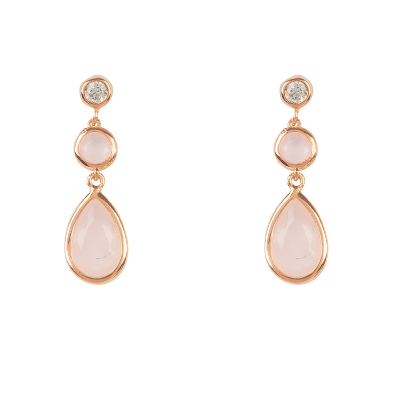 Thumbnail of Tuscany Gemstone Drop Earring Rose Gold Rose Quartz image